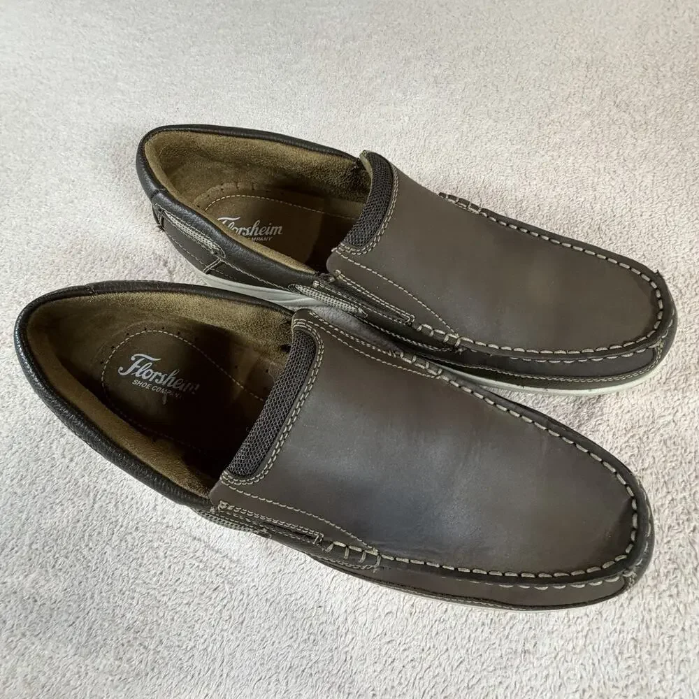 Florsheim Lakeside Slip On Men 12M Leather Moc Toe Shoes